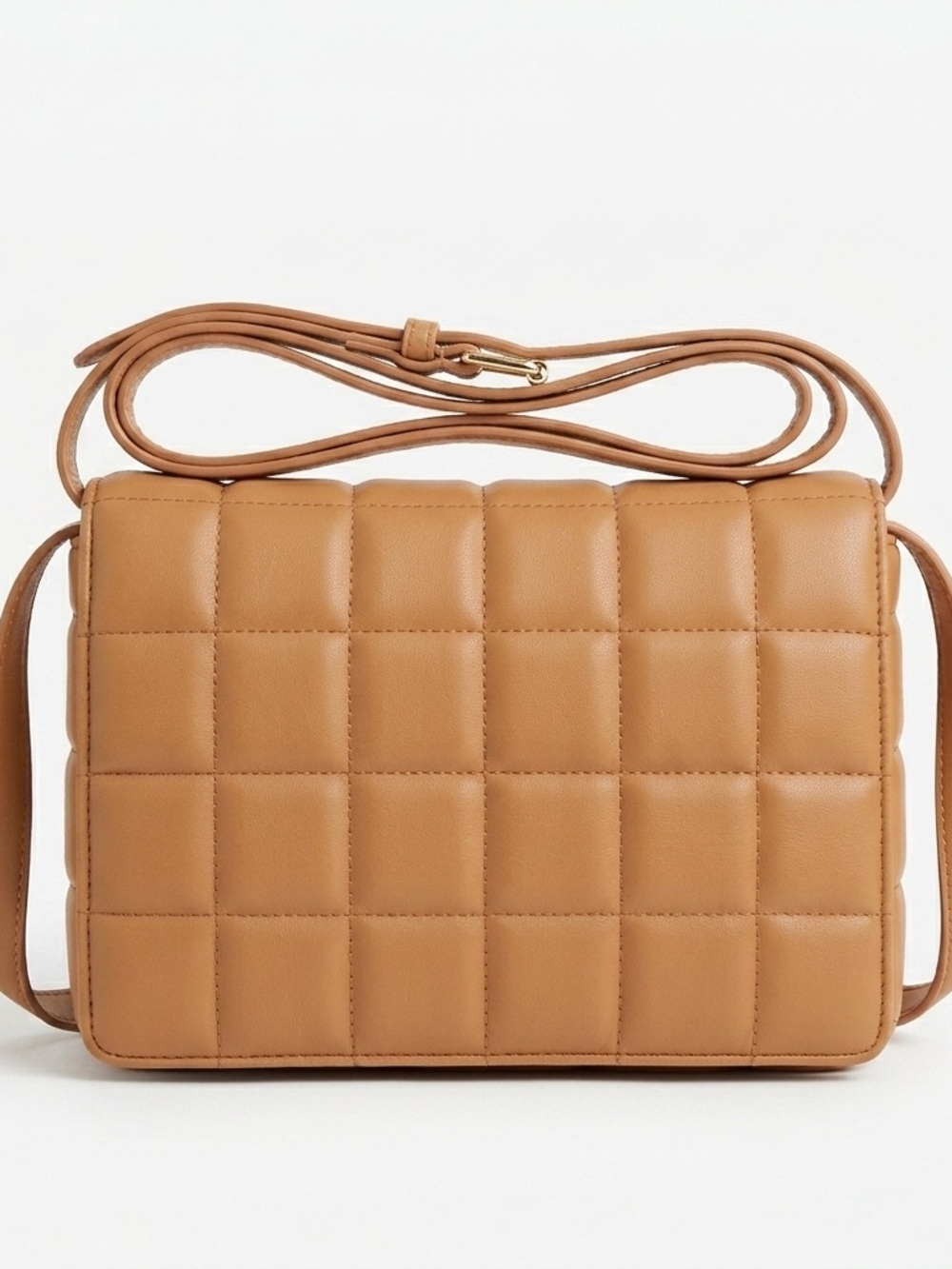 H&M Quilted Crossbody Bag in Tan Single Magnetic tab Women Shoulder Bag